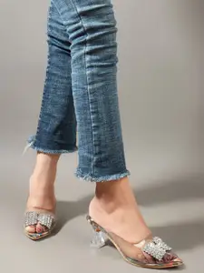 Denill Embellished Kitten Heel Peep Toes