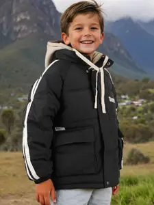 INCLUD Boys Typography Printed Open Front Jacket