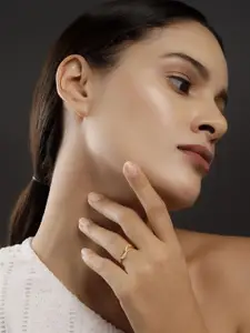 DIAVO Gold Plated 925 Sterling Silver Cubic Zirconia Studded Adjustable Finger Ring