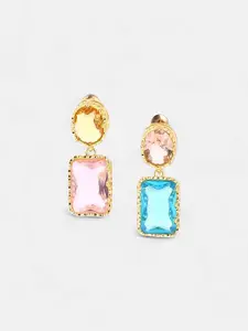 SOHI Gold Plated Artificial Stones Drop Earrings