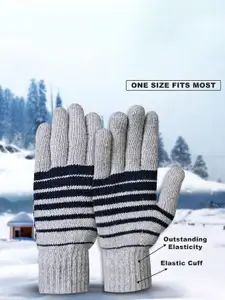 LOOM LEGACY Men Striped Acrylic Winter Gloves