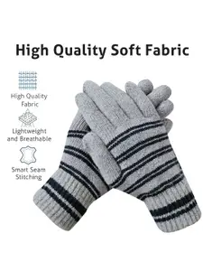 LOOM LEGACY Men Striped Acrylic Winter Gloves
