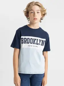 DeFacto Boys Typography Printed Round Neck Cotton T-shirt