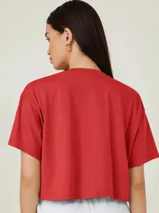 AAHWAN Women Graphic Printed Round Neck Cotton Top