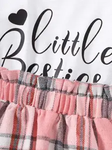 INCLUD Girls Checked T-shirt with Skirt