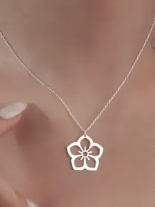 DressBerry 925 Sterling Silver-Plated Floral Pendants With Chains