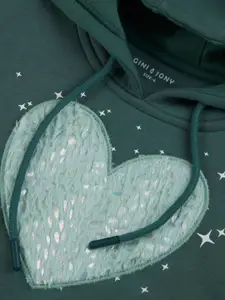 Gini and Jony Girls Graphic Printed Hooded Cotton Pullover Sweatshirt