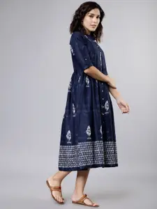 Vishudh Women Ethnic Motifs Printed A-Line Midi Dress