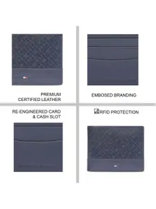 Tommy Hilfiger Men Self Design Leather Two Fold Wallet