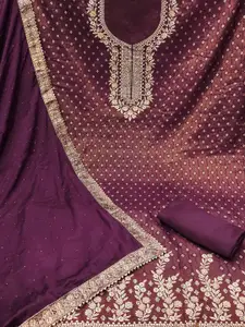 Peachmode Floral Beads and Stones Unstitched Dress Material