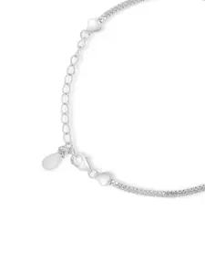 Zavya 925 Sterling Silver Cubic Zirconia Rhodium-Plated Charm Bracelet