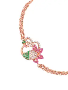 Zavya 925 Sterling Silver Cubic Zirconia Rose Gold-Plated Charm Bracelet