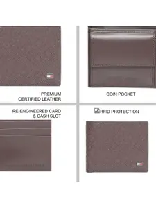 Tommy Hilfiger Men Geometric Textured Leather Two Fold Wallet