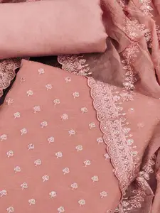 Peachmode Embroidered Thread Work Unstitched Dress Material