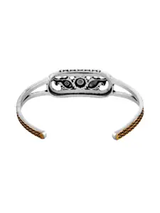 Voylla Qasbah Matsya Silver-Plated Brass Oxidised Cuff Bracelet
