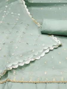 KIMISHA Floral Embellished Beads and Stones Organza Unstitched Dress Material