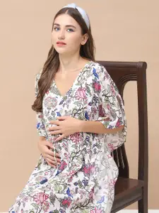 Secret Wish Women Printed  Maternity Kaftan Full Length Maxi Nightdress