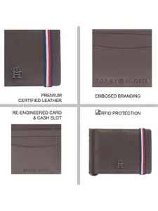Tommy Hilfiger Men Geometric Printed Leather Money Clip