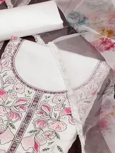 Peachmode Floral Embroidered Sequinned Unstitched Dress Material