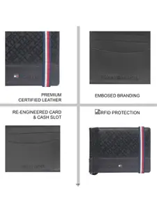 Tommy Hilfiger Men Geometric Textured Leather Money Clip