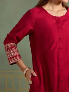 Likha Women Embroidered A-Line Festive Kurta