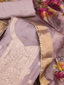 Peachmode Organza Beads & Stones Unstitched Dress Material