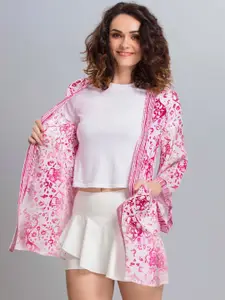 SHAYE Floral Printed Open Front Shrug