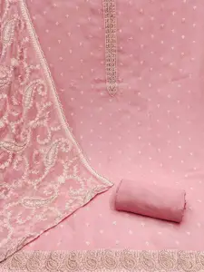 Peachmode Floral Embroidered Sequinned Organza Unstitched Dress Material