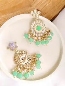 Anouk Gold Plated Kundan Studded Meenakari Floral Chandbalis