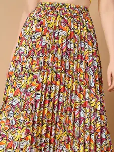 ZWERLON Floral Printed A-Line Maxi Skirt