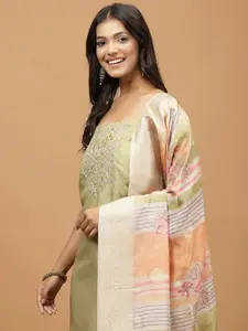 Meena Bazaar Ethnic Motifs Embroidered Beads and Stones Unstitched Dress Material