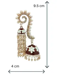 Anouk Gold Plated Contemporary Kundan Studded Meenakari Jhumkas