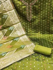 Peachmode Geometric Woven Design Beads and Stones Unstitched Dress Material