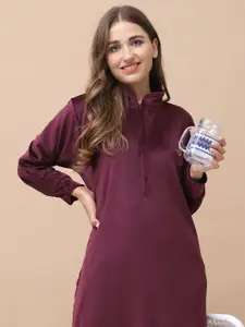 Secret Wish Solid Velvet Winter Maternity Nightdress