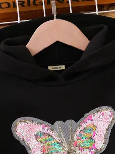 INCLUD Girls Graphic Printed Hood Cotton Pullover Sweatshirt