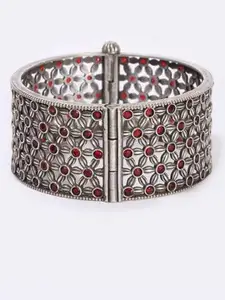 The Pari Silver-Plated Stone-Studded Oxidized Bangle