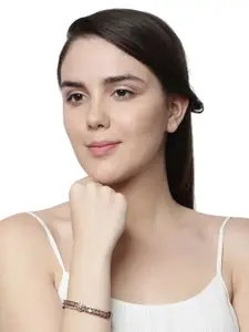 ANIKAS CREATION Rhodium-Plated Stone Studded Bangle-Style Bracelet