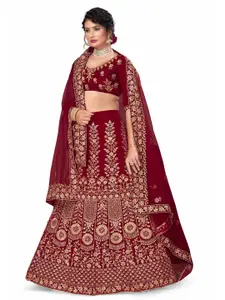 Maroosh Embellished Thread Work Unstitched Lehenga & Blouse With Dupatta