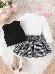 INCLUD Girls Checked Shirt with Skirt Clothing Set