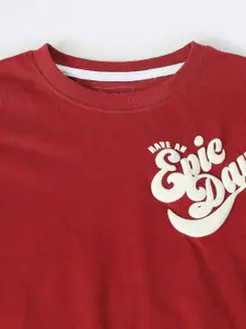 max Boys Typography Printed Round Neck Cotton T-shirt