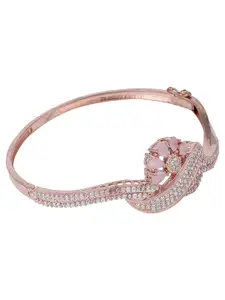 ANIKAS CREATION Rose Gold-Plated American Diamond Studded Bangle-Style Bracelet
