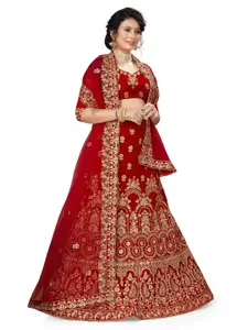 Maroosh Embellished Thread Work Unstitched Lehenga & Blouse With Dupatta