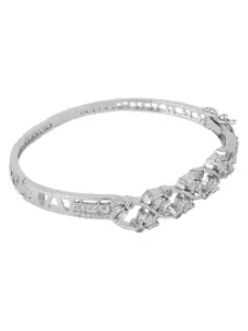 ANIKAS CREATION Silver Plated American Diamond Bangle-Style Bracelet
