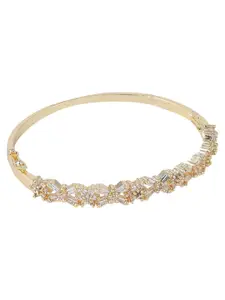 ANIKAS CREATION Gold-Plated American Diamond Studded Bangle-Style Bracelet