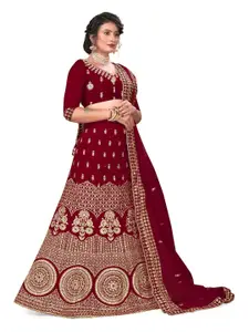 Maroosh Women Embellished Thread Work Unstitched Lehenga & Blouse With Dupatta