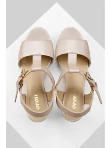 Oroh Women Leather Wedge Sandals with Buckles