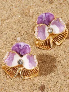 SALTY Metallic Flower Studs Earrings