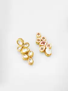 aadita Gold-Plated Classic Kundan and AD Studded Drop Earrings