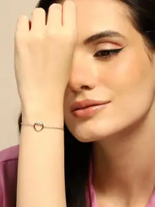 Sangria Rhodium-Plated 925 Sterling Silver Cubic Zirconia Link Bracelet