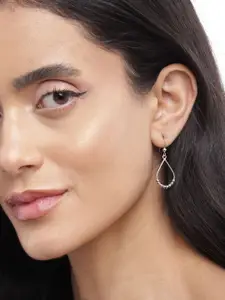 Sangria Rhodium-Plated 925 Sterling Silver Teardrop Shaped Drop Earrings